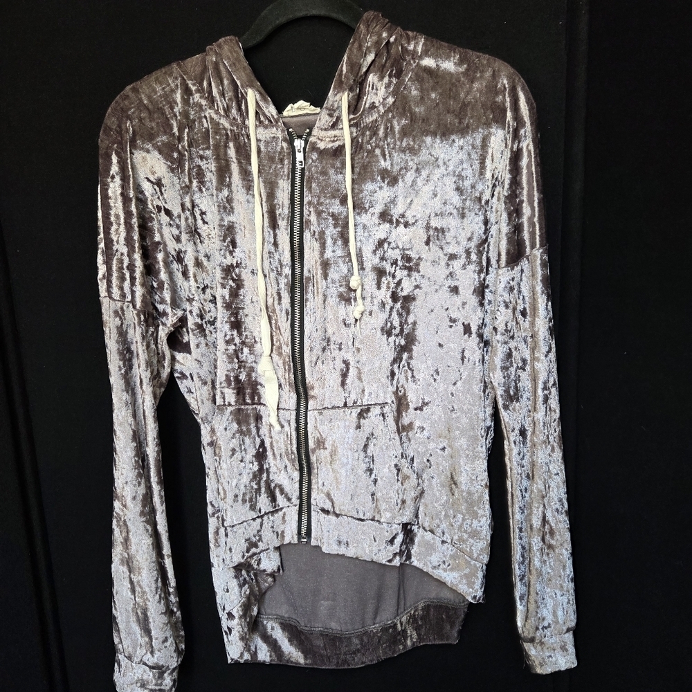 POL Velvet Zip-Up Hoodie Jacket Small Futurism Sci-fi